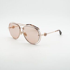 Roberto Cavalli SRC032M 8FCG Sunglasses Gold Aviator Frame, Orange Lenses